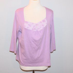 Denim & Co Large Lavender Lightweight Shirt Top VGC